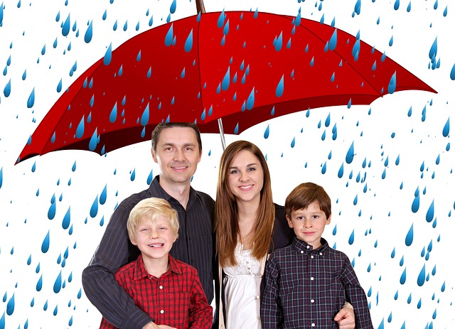 rodina pod deštníkem